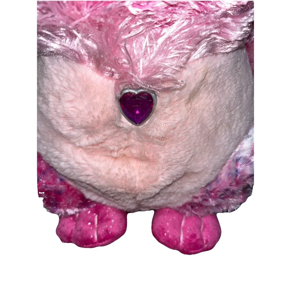 Wild Republic K&M hot pink purple plush‎ owl heart eyes sparkle glitter feet